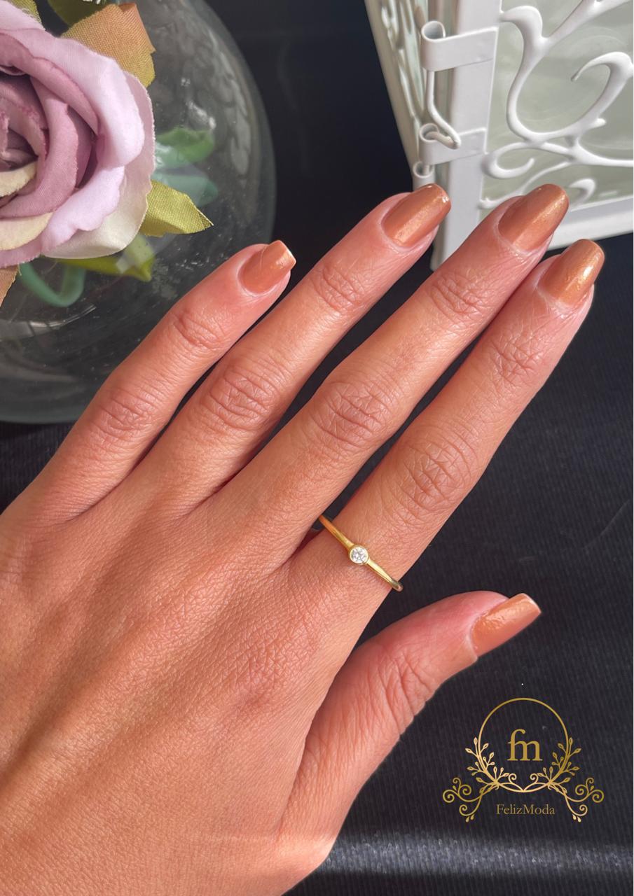 Zircon stone silver ring free size gold plated