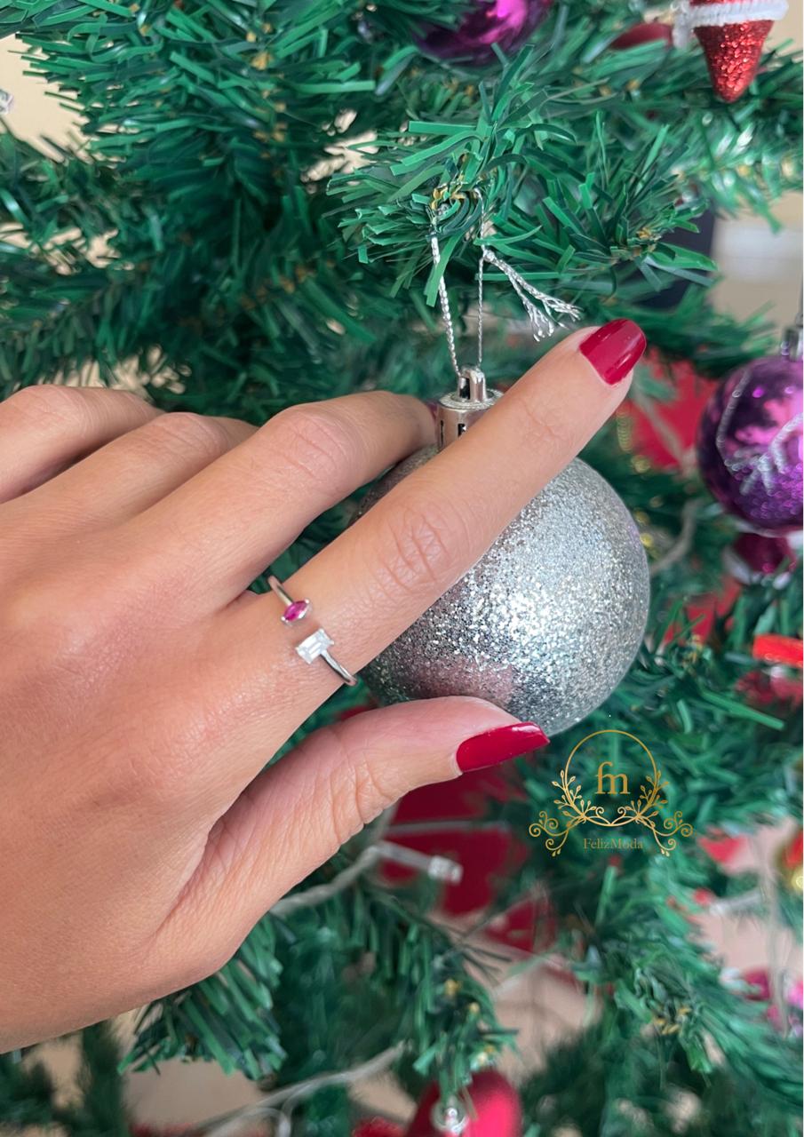 Pink & white oval stones silver ring free size