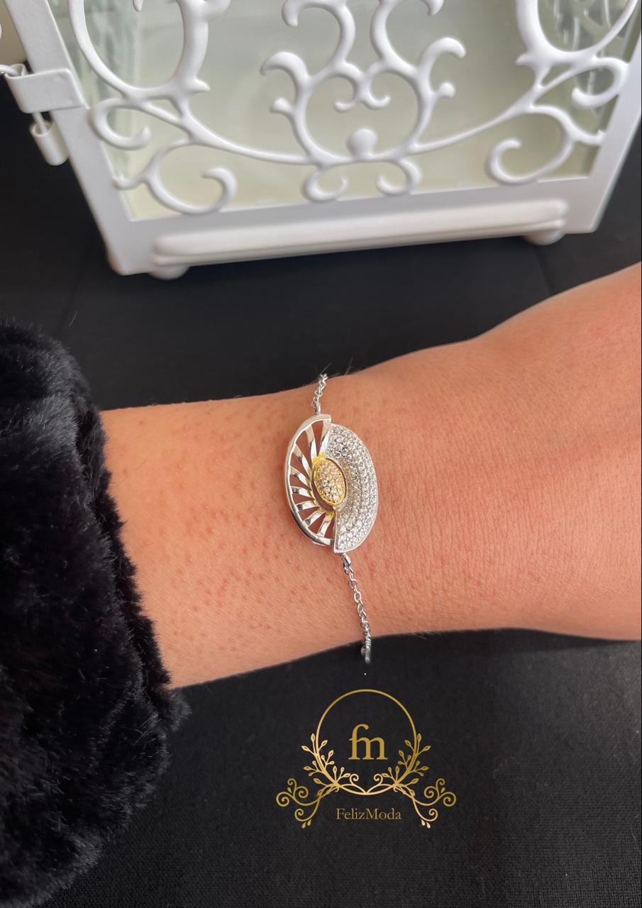 Golden eye silver bracelet gold plated