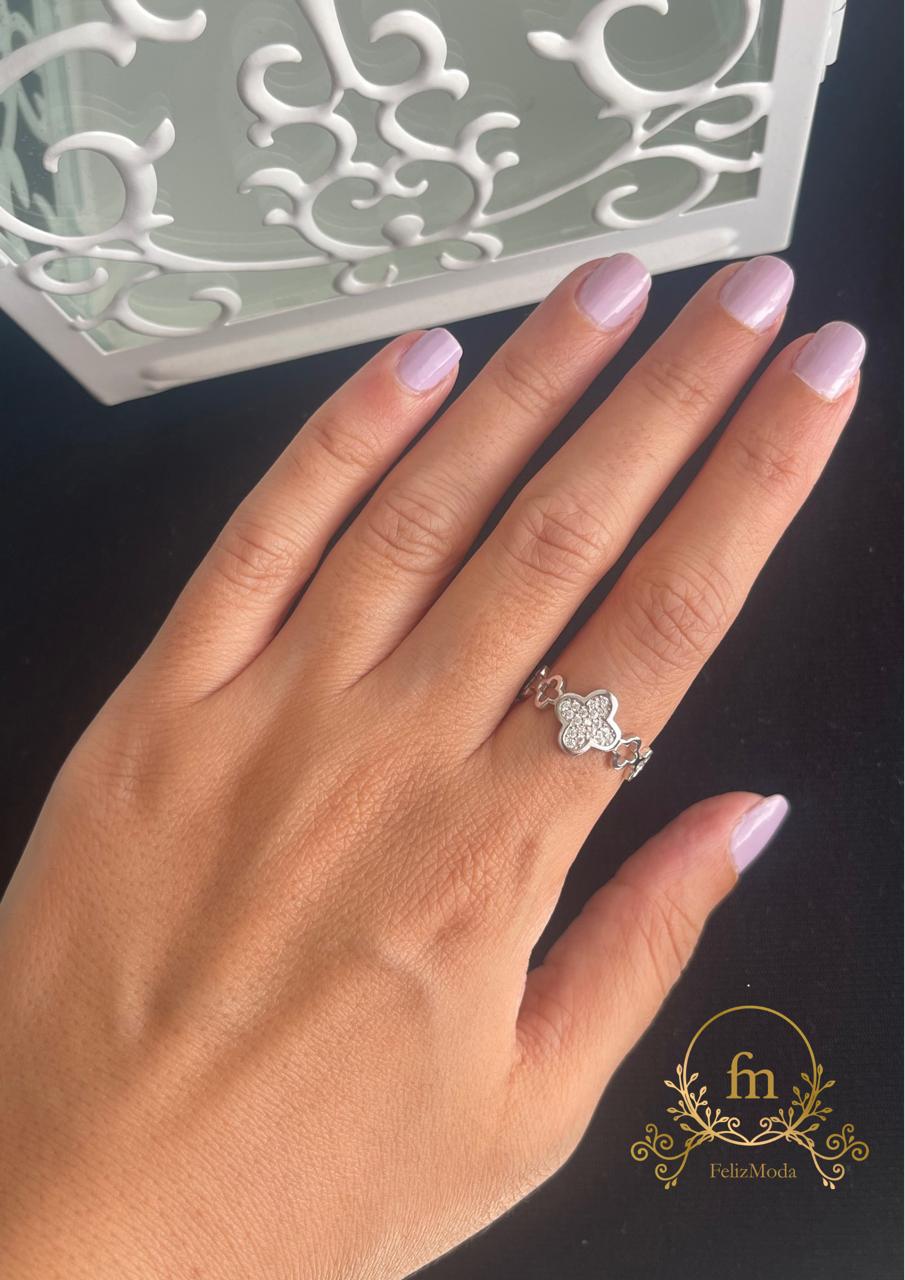 Multiple flowers silver ring free size