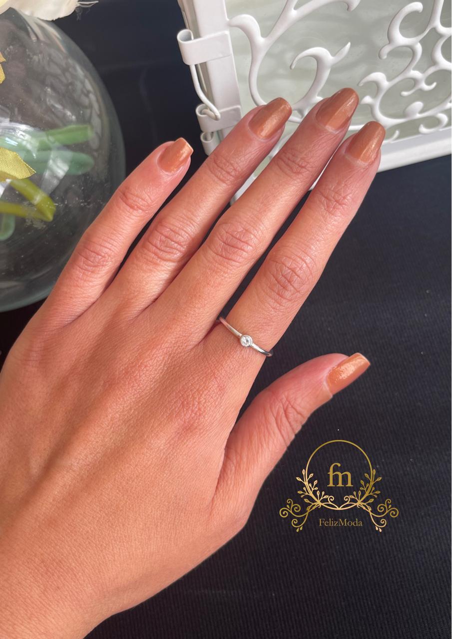 Zircon stone silver ring free size