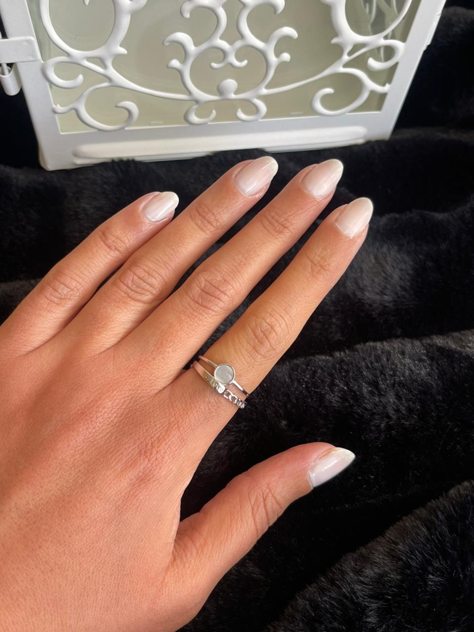 Love Silver ring with round pendant