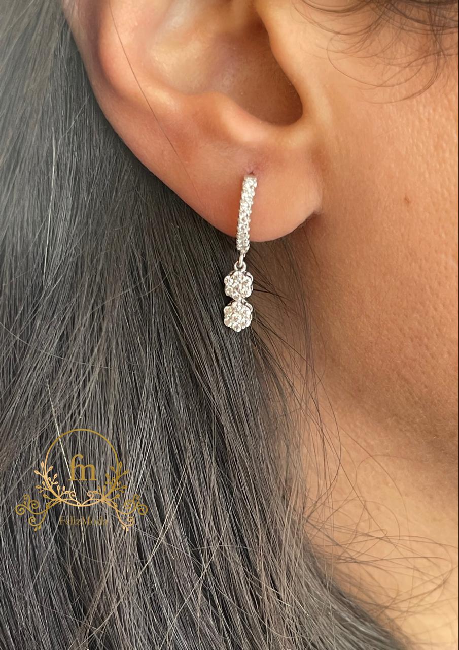 Two flowers silver earrings