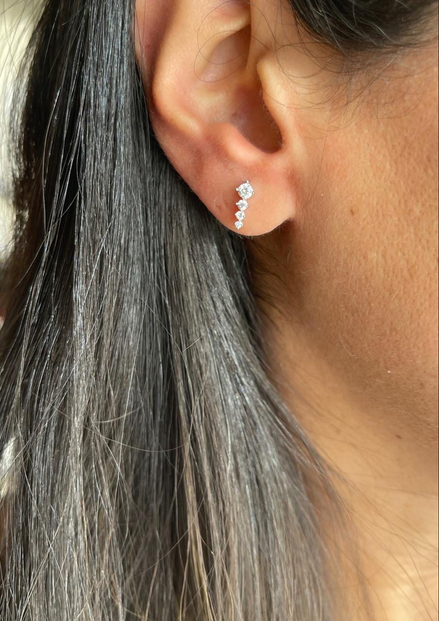 Four different size stones silver earrings