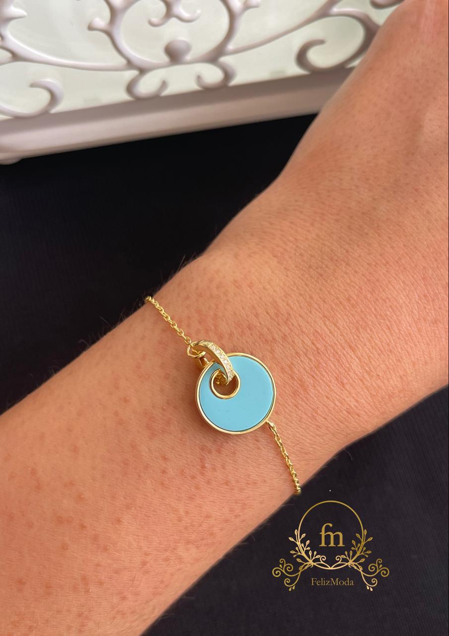 Connected Fyrouz circles silver bracelet gold plated