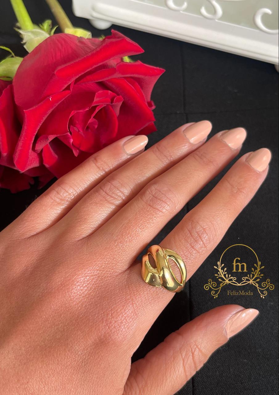 Plain braided silver ring  gold plated