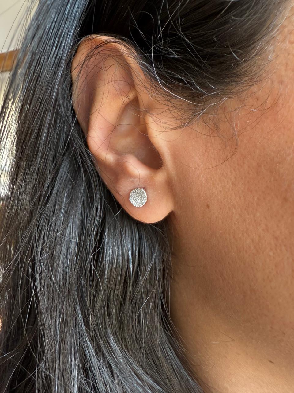 Round zircon stones silver earrings