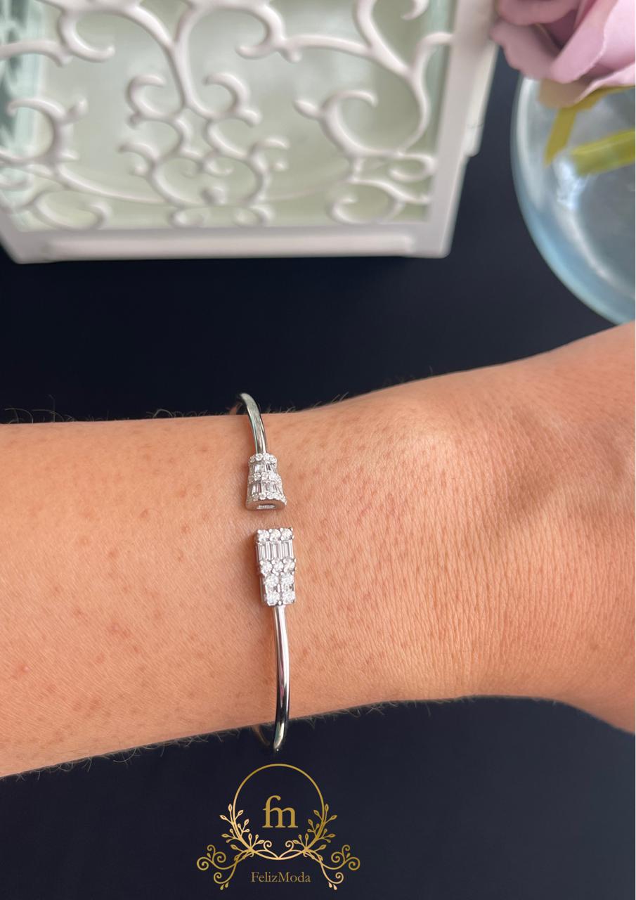 Two long pendants silver bangle