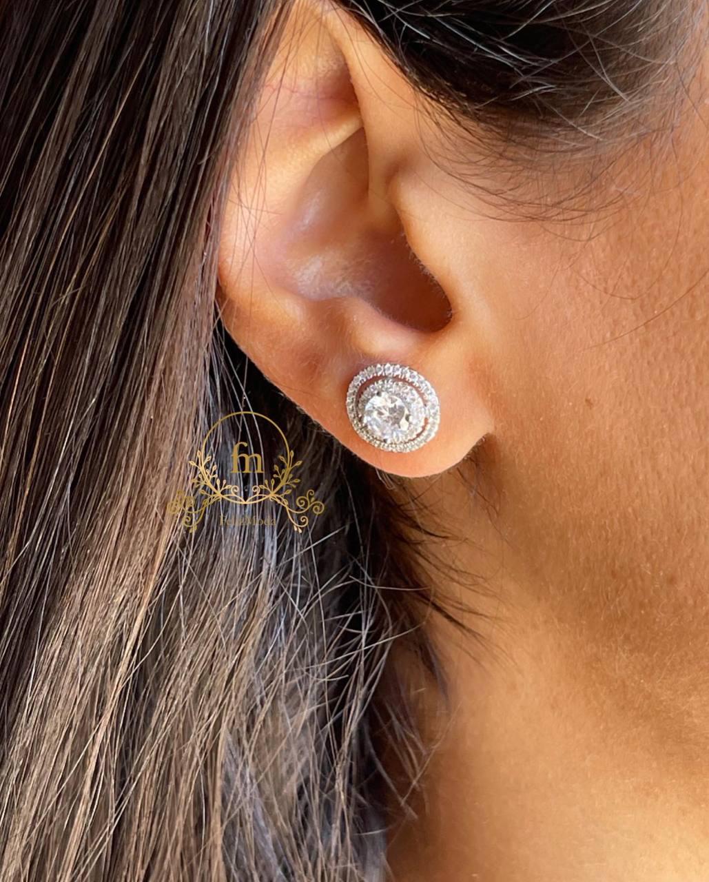Main zircon stone silver earrings-ER11