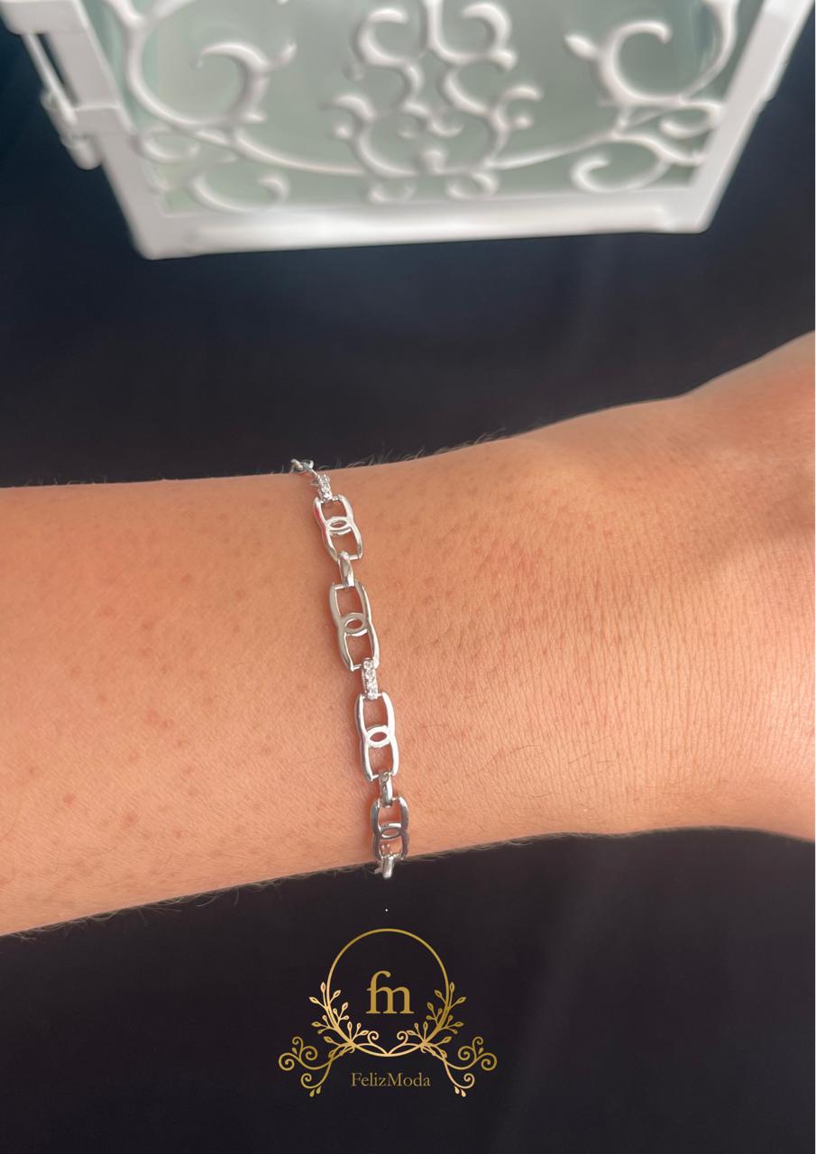 Multiple connected chains silver bracelet
